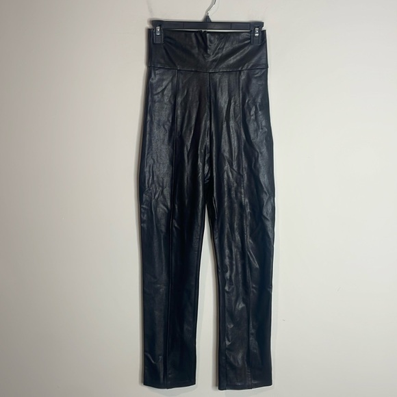 Amanda Uprichard | Black Vegan Leather Romana Pants Size Small - Picture 2 of 8